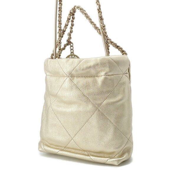 CHANEL CHANEL22 ChainShoulder Bag Size Mini Shiny Calf Leather Gold AS3980 - Picture 2 of 11